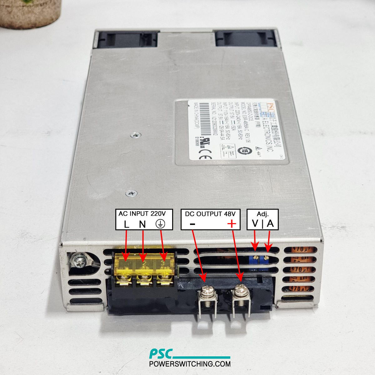 สวิทชิ่ง 48V/50A แอมป์ กำลังไฟ 3,000W สำหรับมอเตอร์ ปั๊มน้ำ ผสมไฟโซล่าเซล์ ปรับแรงดันได้ 37-57V Switching Power Supply - Image 4